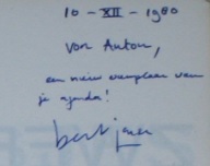 handschrift Bert Jansen