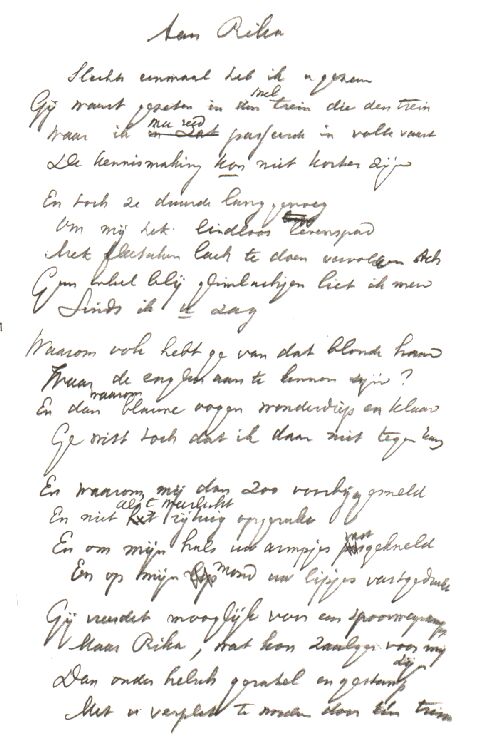 Paaltjens - Aan Rika, handschrift