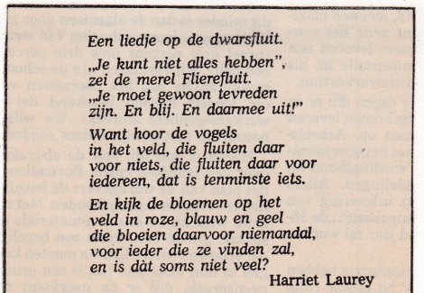 rouwadvertentie met tekst Harriet Laurey